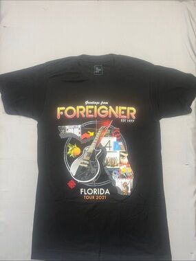 Foreigner Florida Tour 2021 Black Graphic T-Shirt